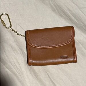 Coach Tan Leather Wallet with Gold Chain